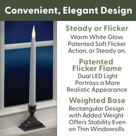 612 Vermont Battery Operated LED Window Candles with Timer, Remote Control, Warm White Flicker or Steady On, VTR1660A-4 (Pack of 4, Antique Bronze)