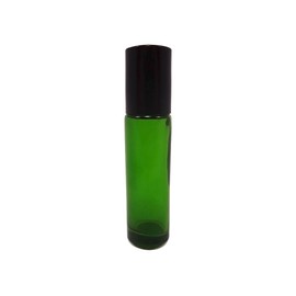 Perfume Studio® Set of Emerald Green Glass Roll Ons with Metal Ball Applicators- Ideal for Essential Oil - 10.4 ml (9, Black Cap)