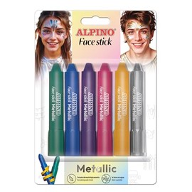 Alpino MAKEUP SET - 6 METALLIC COLOURING PENCILS | EASY TO USE ON 5G STICK | SOFT AND CREAMY TEXTURE |