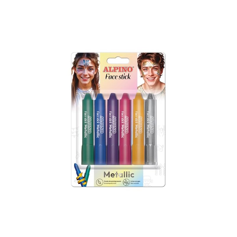 Alpino MAKEUP SET - 6 METALLIC COLOURING PENCILS | EASY