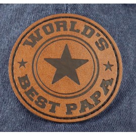 World's Best Papa Grandpa Hat with Leather Patch, Adjustable Embroidered Cotton Fathers Day Dad Baseball Cap, Navy, One Size