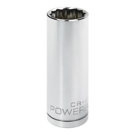 Powerbuilt 940135 1/2" Dr. 12 Pt. SAE Deep Well Socket, 13/16"