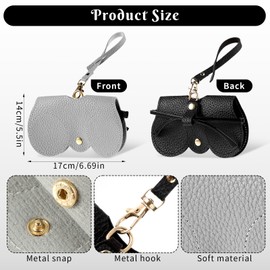 Qianyu 2 Pcs Soft Leather Sunglasses Bag Soft Felt Eyeglass Storage Cases Holder Portable Outdoor Travel Glasses Case Slim Sunglasses Organizer Cases with Wristlet Strap for Women Men