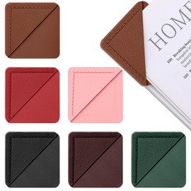 kdafio Leather Corner Bookmarks, 6 Pcs Square Page Book Marks Marks Cute Corner Page Bookmarks for Women Book Accessories for Teachers Students School Office Home Supplies