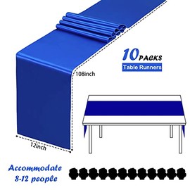 LG Home - Juego de 10 caminos de mesa de satén para decoración de banquetes de boda, 30,5 x 274,3 cm, color azul