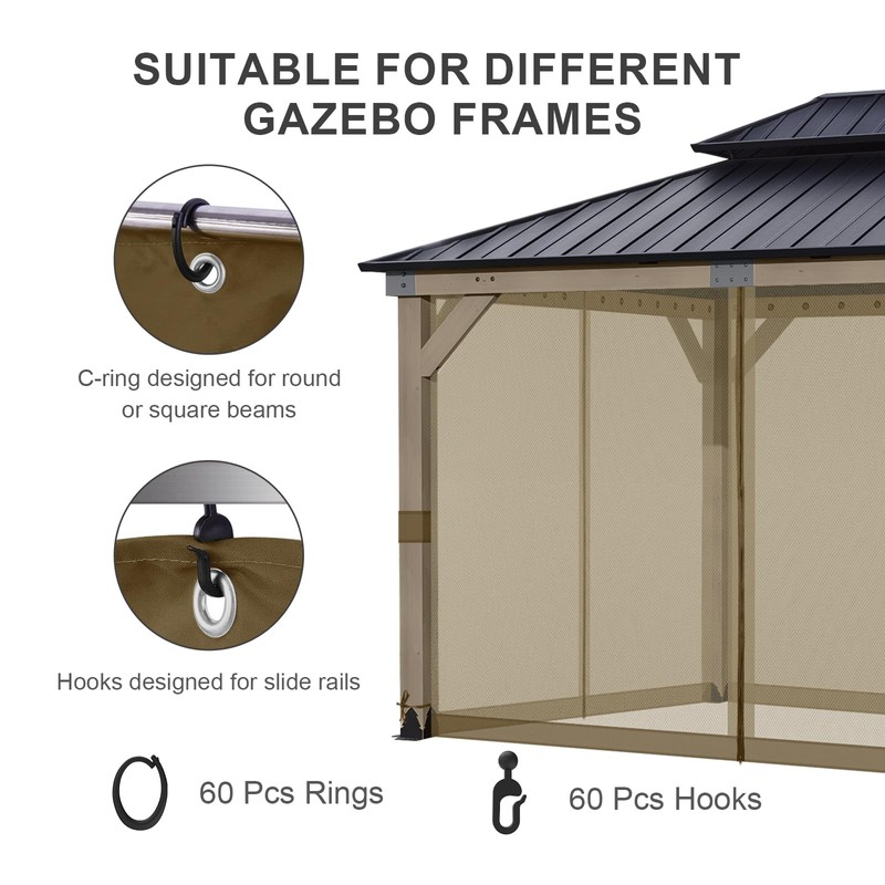 BPS 10' x 12' Gazebo Universal Mosquito Netting Screen Replacement,