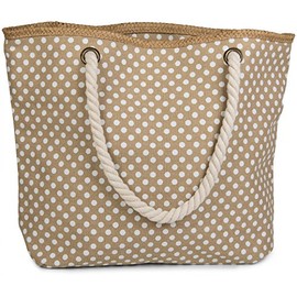 styleBREAKER dotted beach bag with zipper, small make-up bag, shopper, ladies 02012062, color:Beige-White
