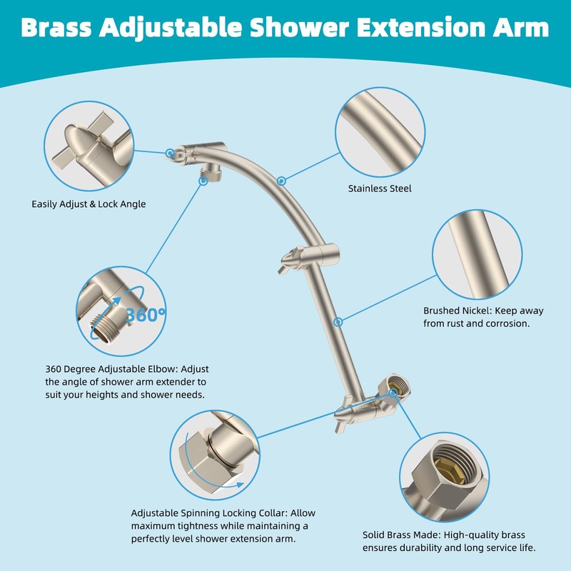 Hibbent Rain Shower Head, 13'' High Pressure Rainfall 5 Spray