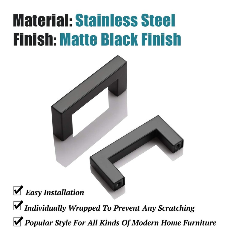 KNOBWELL 12 Pack Matte Black Modern Cabinet Handles Kitchen Drawer