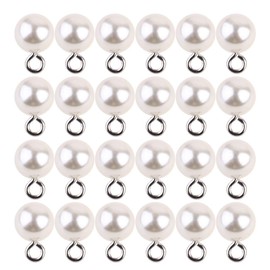 Exceart 100pcs Dangle Charms Plastic Pearl Pendant Charms Round Faux Pearl Beads for DIY Craft Earring Necklace Jewelry Making Accessory (White 0.8x0.8cm)