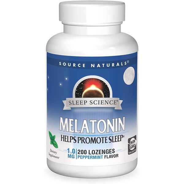 Source Naturals Sleep Science Melatonin 1 mg Peppermint Flavor - Helps Promote Sleep - 200 Lozenge Tablets