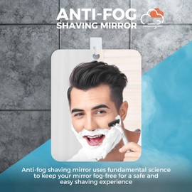 Shower Mirror Fogless for Shaving, Fogless Mirror for Shower with 1 Adhesive Hooks, Bathroom Shatterproof Shaving Mirror - for Men and Women (Silver)