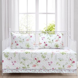 Cozy Line Home Fashions Summer Bloom Azalea Floral Garden Chintz Pink Blue White Green Microfiber Reversible DayBed Quilted Bedding Set