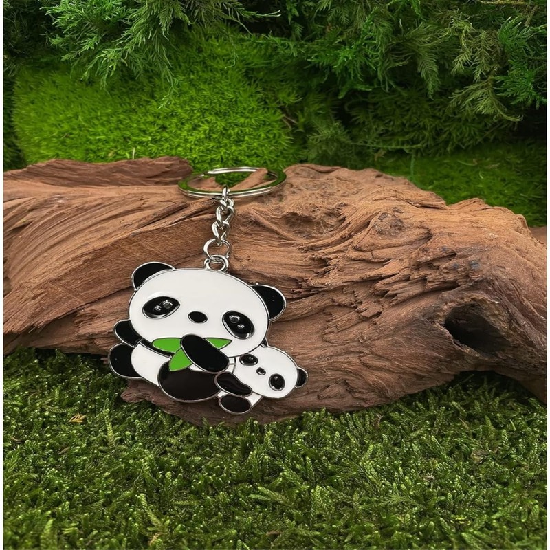 LiJuanWang Keyring Pendant, Gift Keyring, Bamboo Panda Keyring, Metal Lucky