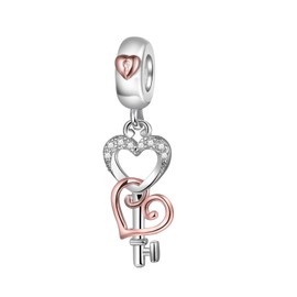 LUXILLA Key Heart Charm Silver Charms 925 Sterling Silver fits Bracelets Necklace Pendant Bead Charms Jewelry Gift for Women Family Friends
