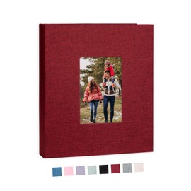 Cherrich Photo Album 8x10 Linen Picture Book 26-Page Album Holds 52 Photos Art Presentation Folder for Picture or Certificates Storage Red