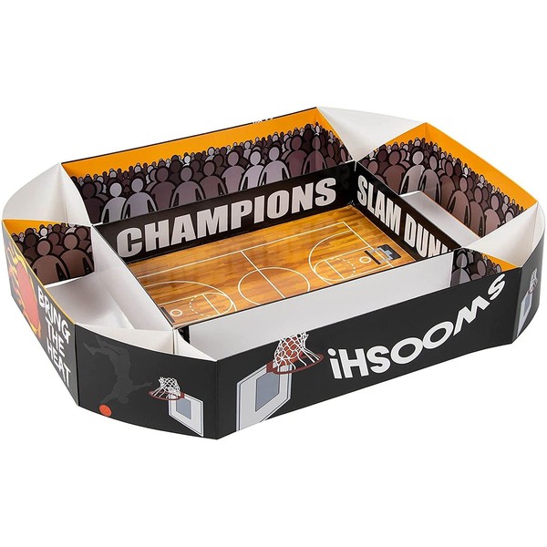Disposable Serving Party Tray - Large Stadium Style Snack Serving Box, Basketball Themed Boys Birthday Parties, Games, with Court, Hoop, Players Design, 4 x 20 x 25.5 Inches