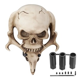 XhuangTech Car Gear Shift Knob Skull, Skull with Antlers Car Gear Shifter Knob for Most Manual Automatic Car, Gear Shift Lever Stick Knob with 3 Adapters 8mm 10mm 12mm (Beige)