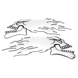 Pegatina del tanque de la motocicleta del cráneo 2 unids Etiqueta de del tanque de 3D Universal Llame Skull Decal Decoraciones para la motocicleta(A)