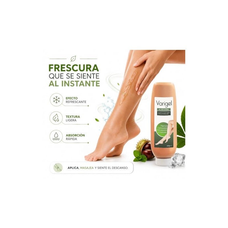 Varigel 225gr Gel Piernas Cansadas Varices Mala Circulación Arañitas