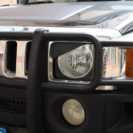 auguisy-motortrim Headlight Angle Panel Angry Eyes Trim Cover For Hummer H3 2005-2009 Carbon Steel