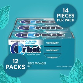 ORBIT Wintermint Sugar Free Chewing Gum, 12 Packs of 14-Pieces, 168 Total Pieces