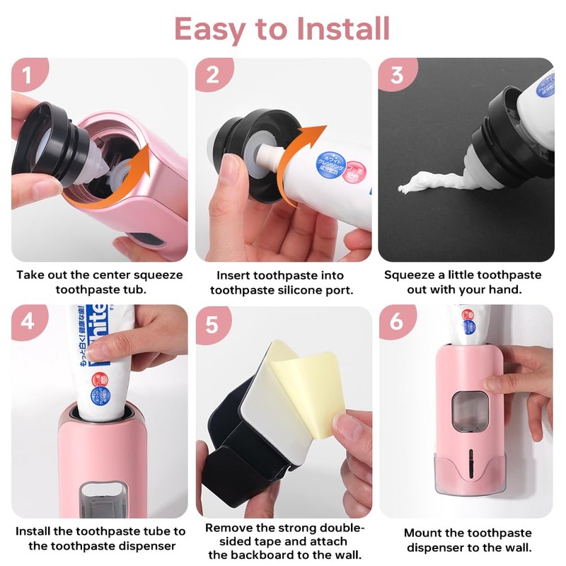 Toothpaste Dispenser, Smart Automatic Toothpaste Dispenser Wall Mounted for Bathroom,