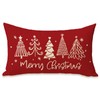 Fahrendom Merry Christmas Tree Red Lumbar Decorative Rectangle Pillow Cover