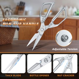 Ethyxe Kitchen Scissors Set - Heavy Duty Japanese Style, Dishwasher Safe, All Purpose Meat Cutting Shears, Sharp Food Scissors for Chicken Bones, Turkey, Fish & Vegetables