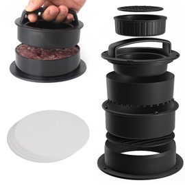 SOGHO Burger Pattie Presse 4 In 1 Set,Burgerpresse Mit 100 Blatt Burger Papier,Hamburgerpresse,Burger Presse,Patties Presse,Burger Maker,Burger Patty Presse,Patty Presse Für Leckere Hamburger,Patties