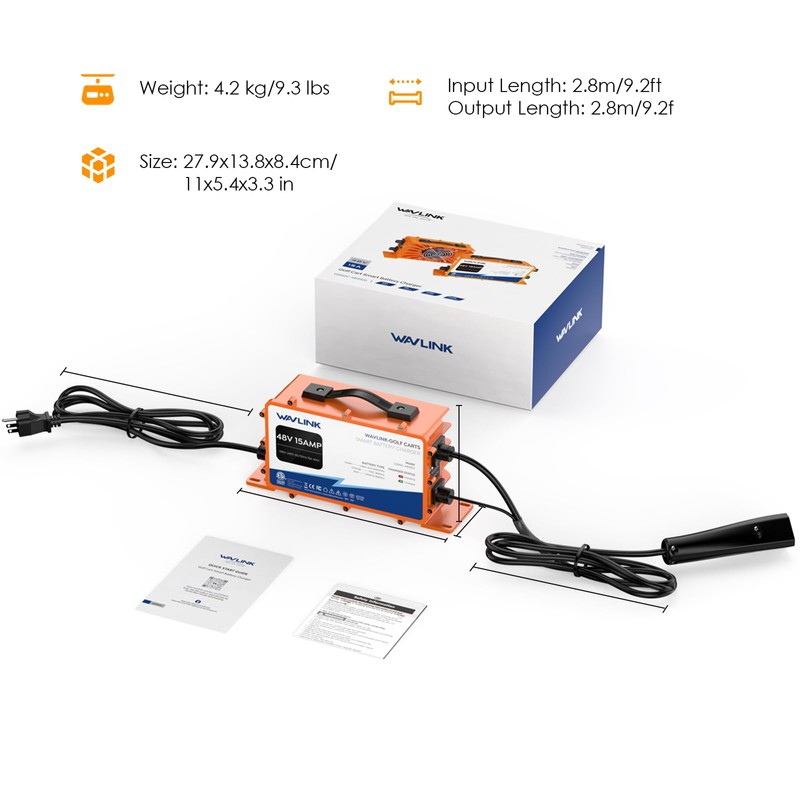 WAVLINK Golf Cart Charger, GS950C - 48V 15A Max, 810W