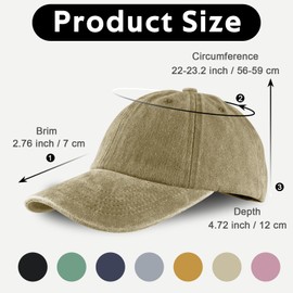 Yazikisa Washed Plain Baseball Cap Retro Distressed Dad Hat Unisex Adjustable Golf Caps Cotton Trucker Hats Back Strap Classic Low Profile Men Women Fitness Running Workouts Khaki