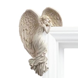 zalati Door Frame Angel Pattern Decor Resin Wall Sculpture Decorative Ornaments for Living Room, Bedroom, Office - Left