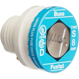 Bussmann BP/S-8 8 Amp Type S Time-Delay Dual-Element Plug Fuse Rejection...