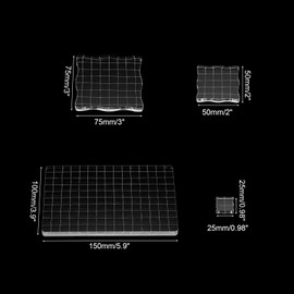 PATIKIL Acrylic Stamp Block, 4Pcs Clear Stamping Block with Grid Lines Set Decorative Mounting Blocks Square Rectangle for Scrapbooking DIY Crafts Card Making