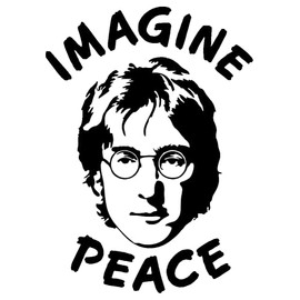 Imagine Peace John Lennon Anti-War Vinyl Cutout Sticker Rub On Decal 3.25-by-4.5 Inches (White)