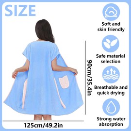 JYJLLM Women’s Wearable Bath Towel Wrap with Pockets, Absorbent Bathrobe Shower Dress for Spa Sauna Bathtub, Bathing Skirt Suitable for Home Swimming Beach, Bath Towels (blue)