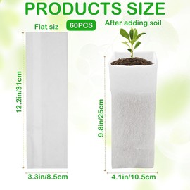 CANIPHA 60 Piezas De Bolsas De Crecimiento Profundo Para Vivero, Bolsas De Siembra Biodegradables De Tela No Tejida, Macetas Para Plántulas Blancas