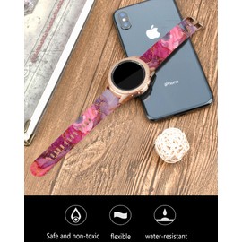 20mm Silicone Sport Bands Compatible with Galaxy Watch 6/Watch 5/Galaxy Watch 4 40mm 44mm/Classic 42mm 46mm/Watch 3 41mm, Active 2 Watch Bands,Cute Replacement Strap for Girl(Luxury Pink Marble)
