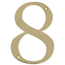 Distinctions by Hillman 843158 4-Inch Flush-Mount Polished Brass House Number 8