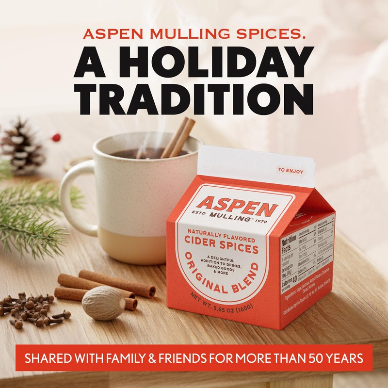 Aspen Mulling Cider Spices Original Blend. Cinnamon, Nutmeg, & Clove.