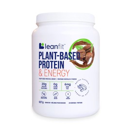 LEANFIT PLANT-BASED PROTEIN & ENERGY, Natural Mocha - 20g Vegan Protein + 100mg Caffeine From Green Tea Per Serving - Keto-Friendly, Gluten Free, Dairy Free, Sugar Free - 20 Servings, 527g Tub