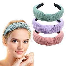 scicent Hair Bands, Women's Fashion Headbands for Women, Girls, Wide Headband, Hairband, Retro Headband, Knot Headbands, Turban, Vintage Fabric Headband for Women, Pack of 3 - 1806