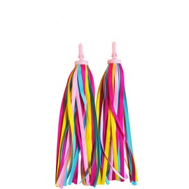 Taicols 2 Pcs Kid's Bicycle Handlebar Streamers, Children's Bicycle Tassels Scooters, Kid's Rainbow Bike Streamers, Handlebar Streamers Tassel Ribbon Bike Decoration for Bicycle Scooter Tricycle(C)
