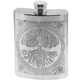 English Pewter Company Celtic Design Tree of Life 6oz Pewter Hip Flask [CEL601]