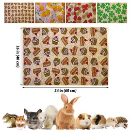 kathson 4 Pcs Guinea Pig Cage Liner Washable Small Animals Bedding Waterproof Super Absorbent Guinea Pig Training Mat Reusable Pee Pads for Hamster Rat Chinchilla Hedgehog Gerbil