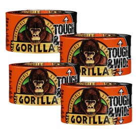 Gorilla Tough & Wide Duct Tape, 2.88" x 25yd, Black, (Pack of 4)