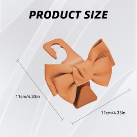 Tioollev 2 PCS Car Seat Headrest Hooks, Cute Bow Shaped Vehicle Backseat Storage Hooks, Leather Bow Shaped Sturdy Car Seat Back Hook for Purses/Coats (Brown)