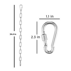 MDAIRC Heavy Duty Stainless Steel Straight Link Chain , 800 Pound Load, 6mm (0.23 inch) Diameter, 80cm (30.7 inch) Length, with 2 Locking Snap Hooks