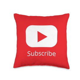 Red Subscribe Video Blogger Play Button Throw Pillow